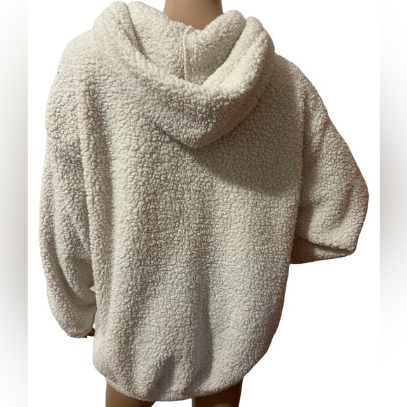 White Sherpa Zip-Up Hoodie - Picture 3 of 4